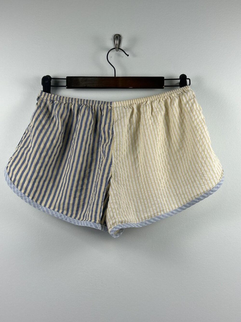 Aerie Striped Lounge Shorts Blue & Yellow Seersucker Pajama Shorts S/P - Picture 2 of 5